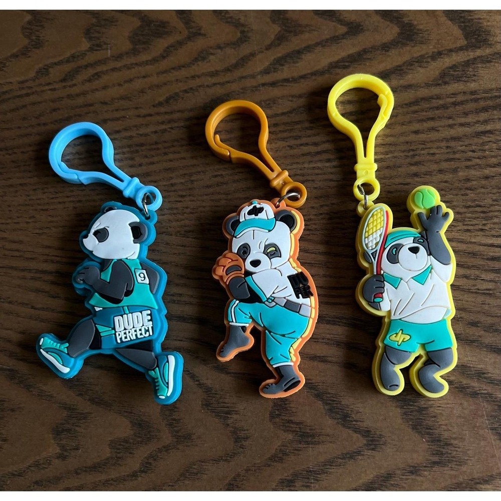 Dude Perfect Panda Keychain Clips Sports Lot of 3